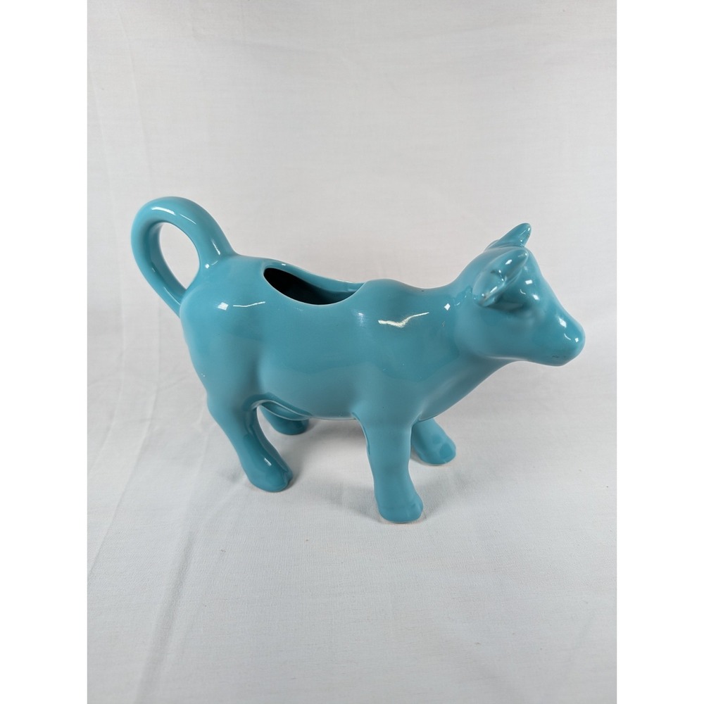 Food Network Turquoise Aqua Blue Cow Cattle Creamer Pitcher Decor